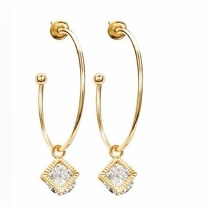 #92 Gold plated diamond charm hoop earrings